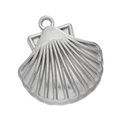 Silver shell charm pendant in stainless steel for DIY jewelry making and bracelets - 505# Wide Scallop Pendant Only / 26*28mm (2 Pieces/Pack) / Steel