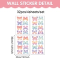 Watercolor butterfly PVC wall stickers set of 32pcs for home and nursery decor - Watercolor Butterfly Style (UV24Y12379T_T) / 20x30cm 4 Sheets/Set