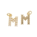 Golden M-letter pendants with white pearl inlay and textured metal finish - Letter M