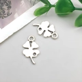Antique silver finish clover pendant charm for DIY jewelry making and craft accessories - Heart Four-leaf Clover 10x16mm