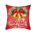 Red Christmas pillow cover with gold bells and Merry Christmas text for sofa decor - Bright Red Holiday Bells
