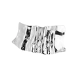 Detail showing high-gloss crumpled metal texture on silver-tone folding hair clip - Rectangular Spring Clip / Silver