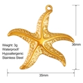 Stainless steel gold starfish pendant, waterproof charm with 36mm height dimensions - Large Starfish (SS0007)