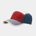 Detail van 5-panel camper pet met color-block canvas en metalen ventilatiegaatjes - Verstelbaar / Rood Blauw Grijs Gebroken Wit Color Block (3# Kleur)