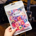 Colorful high-elastic hair ties for girls in multi-color pack with soft fabric texture - Multi-color (Approx. 50Pcs)