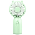 Tragbarer minzgrüner Mini-Handventilator mit süßen Bärenohren und einfachem runden Netzschalter - Batteriebetriebenes Modell (Nicht aufladbar) / 15*7.5*4.3cm / Grün