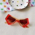 Fashionable oversized butterfly red cat-eye sunglasses with brown gradient lenses - Orange
