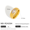 Detail of titanium steel ring with marquise zircon showing 17mm diameter and 7mm width dimensions - US 6 / Smooth Marquise Style (NB-R24264)