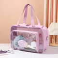 Wasserdichte Kulturtasche in Rosa mit Nass-Trocken-Trennung und transparentem Netzdesign - Flieder Groß