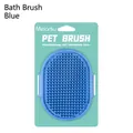 Blue silicone pet bath brush for dogs and cats on mint green brand packaging card - Card Packaging / Blue