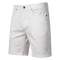 Détail du short décontracté en coton blanc avec bouton métallique et taille classique - ST010 Blanc