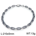 Bracelet en acier inoxydable gris foncé avec maille bambou et fermoir nez de cochon - Gris Foncé (KB206238-KFC)