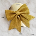 Golden sequin bow Christmas tree hanging ornament measuring 20cm by 17cm for decor - 17cm Gold Bow