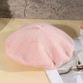 Classic pink knitted beret hat for women with soft texture and minimalist wool design - One Size / Light Pink