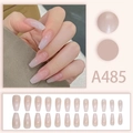 Pink gradient coffin nails set of 24 pieces with a glossy minimalist French finish - Pink White Ombre Style (A485) / Glue Type