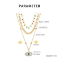 Dettaglio della collana multistrato Evil Eye bohémien con misure dimensionali - Stile Malocchio (KS203534-MW)