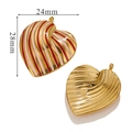 Golden heart-shaped pendant with red and pink leopard print and textured wave design - Stripes-Red+Pink