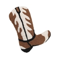 Tufted cowboy boot shaped pillow in brown and white geometric abstract patterns - Brown B240403-3 / 28x36cm (direct Charging Included)