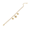 Perlenarmband mit goldenen Metallperlen und Lebensbaum-Anhängern in goldener Optik - Strass Lebensbaum Stil (3#)