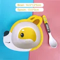 Cartoon corgi baby bowl and spoon set made of bamboo fiber in yellow and white - A028 Little Dog Bowl Spoon (300ML)