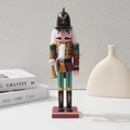 Classic wooden nutcracker soldier ornament holding a golden trumpet for home decor - Trumpet Style / 30cm