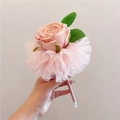 Roze kunstmatige roos decoratieve pen met tule en lint voor romantisch cadeaugebruik - Gaasrok Imperial Roos / Roze
