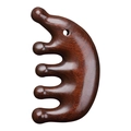 Dark brown sandalwood massage comb with five round teeth and holistic scalp design - Hedgehog Massage Comb