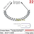 Wavy black metal headband with inner hooks and protective rubber tips for comfort - Inner Hook Wavy Iron - With Protective Sleeve