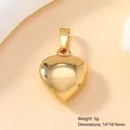 Polished gold heart charm pendant in stainless steel, 14x16mm size with mirror finish - Smooth Heart with Ring (78)