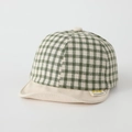 Green and white gingham baby sun hat with beige brim for infants aged 1-3 years - 50cm (1-3 Years) / Simple Grid Style / Green Checkered