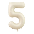 Large matte cream foil balloon number 5 for elegant birthday party decorations - Number 5 / Cream