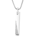 Polished stainless steel rectangular bar necklace with inlaid sparkling crystals for men and women - Steel Color (KN233763-KFC)