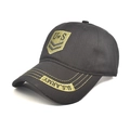 Dettaglio del ricamo U.S. Army su cappellino tattico in cotone nero con vista laterale - M (56-58cm) / Nero