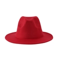 Classic wide brim red wool fedora hat with teardrop crown for men and women - One Size (58cm) / Red