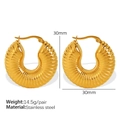 Goldene 30mm Spiral-Edelstahl-Creolen in polierter 18K-Gold-Optik für Damen - Spiralförmiges Geripptes Geometrisches Design (EH636) / 30MM / Gold