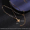 Golden titanium steel spinning star necklace featuring sparkling zircon stones - Rotating Star (A188)