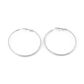 Pair of large silver hoop earrings featuring a textured woven metal surface finish - 60x2mm Silver Textured Style (KE98624-KFC)