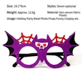 Purple bat wing Halloween glasses with red cobweb and skull detail, size 19.1x9cm - Felt Halloween Glasses-Style C