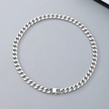 Classic silver polished Cuban link chain necklace with secure lobster clasp for men - Double Loop Buckle (9mm Width) / 45cm / Steel