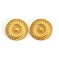 Elegant 316L stainless steel earrings with French sunburst texture and golden finish - Gold (KD3359)