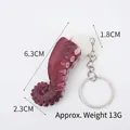 Realistische PVC inktvis tentakel sleutelhanger met paars-wit kleurverloop - Sleutelhanger stijl / Gebogen Inktvis Tentakel