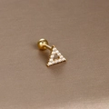 Golden triangle zircon cartilage stud earring with secure screw back ball closure - Gold White Zirconia (Triangle Shape)