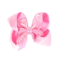 5-inch pink sequined bow hair clip for girls with sparkling glitter finish and steady grip - Pink