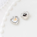 Silver heart pendant with white mother of pearl inlay for DIY jewelry making - 19# Heart-MOP White