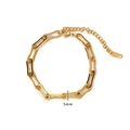 Bracciale regolabile in acciaio inossidabile placcato oro 18k con maglie geometriche rettangolari - Oro 18K / Oro