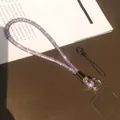 Luxe lila strass polsband voor telefoon met stevige karabijnsluiting en verbindingsstuk - Polsstijl Cijfer-8 Strass Koord + Transparante Patch + Klein Koord / Paars