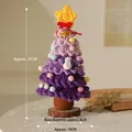 Sapin de Noël violet fait main au crochet avec étoile et ornements de table - Produit Fini au Crochet à la Main / Violet