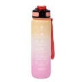 1000ml yellow and pink gradient sports bottle with time markers and strap - Gradient Yellow Pink