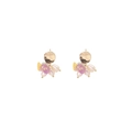 Boucles d'oreilles perles plaqué or avec pierres violettes et jaunes sur fond blanc - Grappe Multicolore (GE1353)