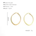 Détails de créoles ovales plaquées or 18K avec dimensions de largeur et hauteur précises - Or 18K / Doré